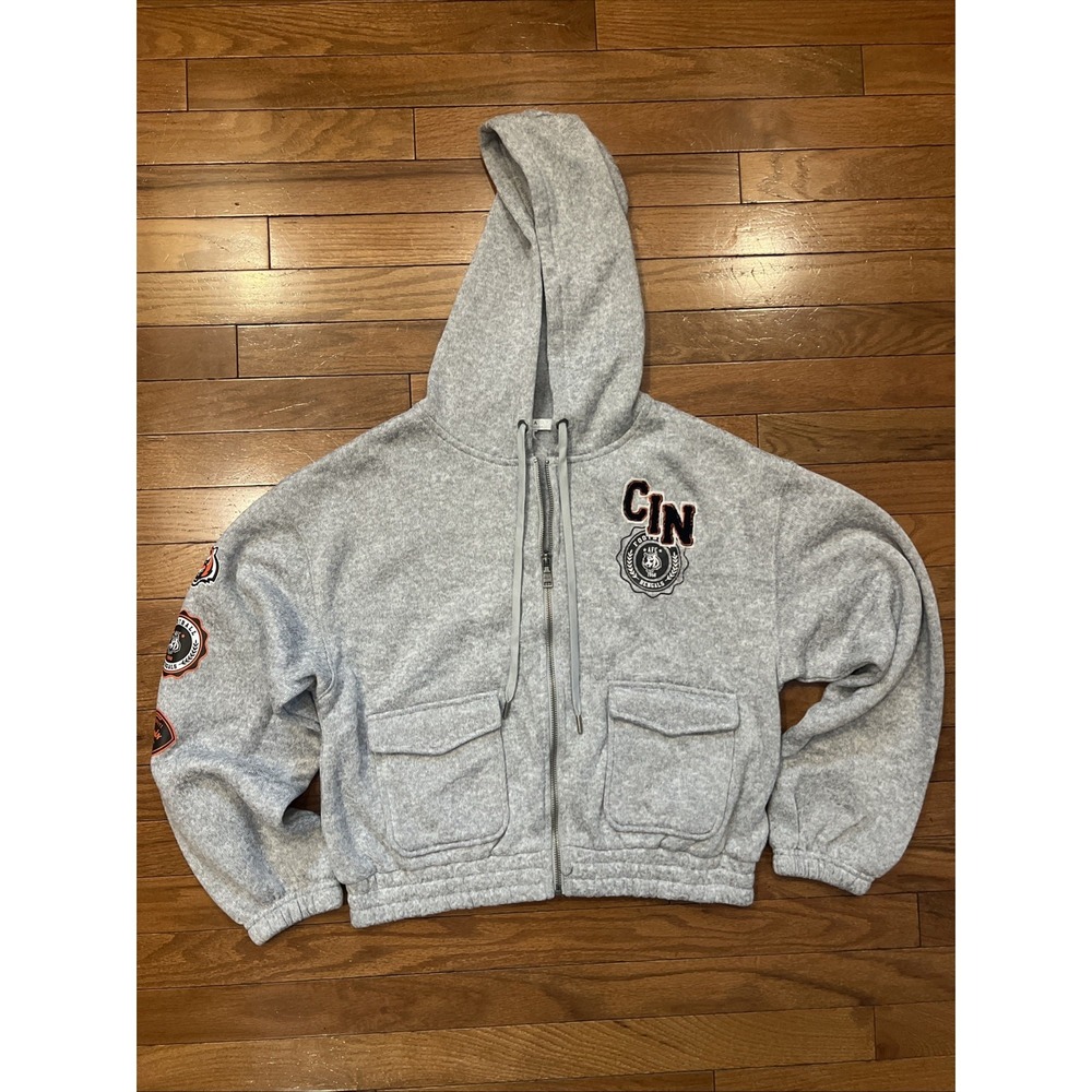 WEAR by Erin Andrews Bengals Hoodie Women's M Full Zip Heather Gray NFL